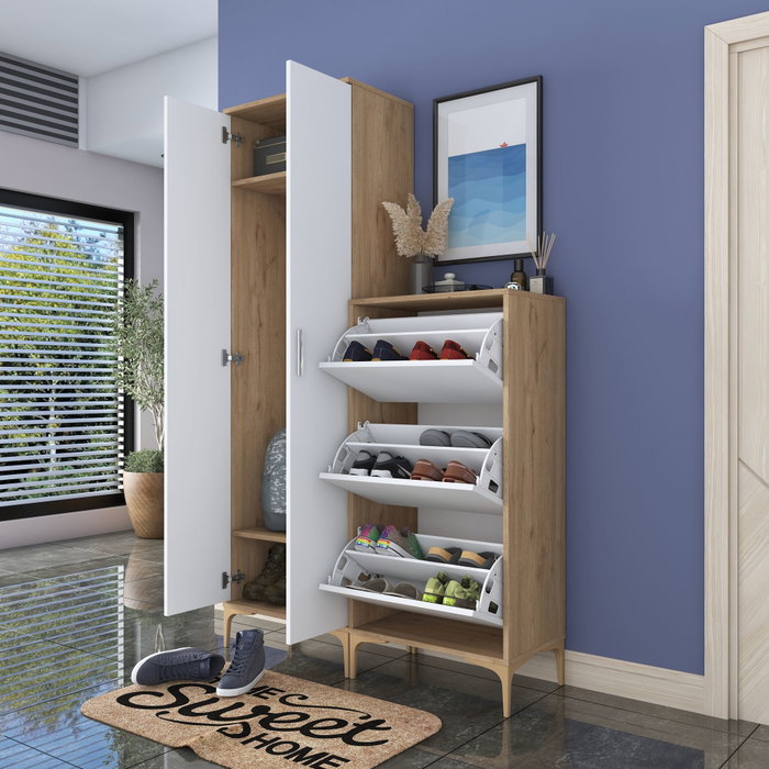Hanah Home Soporte de Entrada Nogal y Blanco Hanah Home Soporte de Entrada Nogal y Blanco